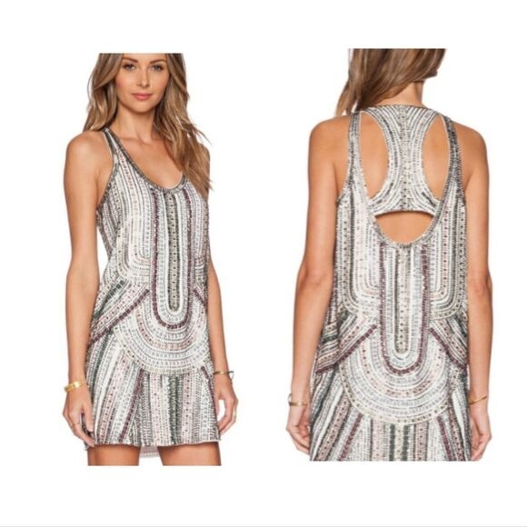 Revolve Parker Sequin Beaded Ramsey Dress in White Beaded Dress XS - Picture 1 of 14